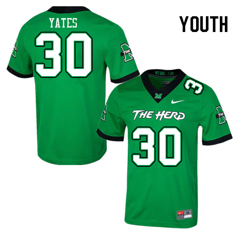 Youth #30 Jaden Yates Marshall Thundering Herd College Football Jerseys Stitched-Green - Click Image to Close